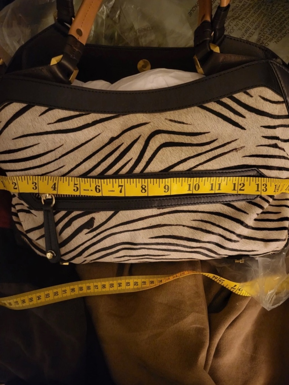 ORYANY Zebra Print Calf Hair Leather Bag Purse - Picture 5 of 5